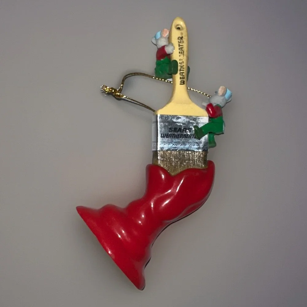 1995 Limited Edition Sears Weatherbeater Paintbrush Mice‎ Christmas Ornament